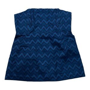 Vineyard Vines Womens Size 4 Cotton Nautical Navy Embroidered Strapless Top